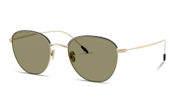 Shop GIORGIO ARMANI Square Sunglasses in Matte Black/Pale Gold online.