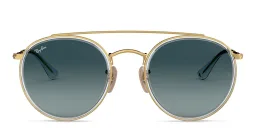 Shop Ray-Ban Round Double Bridge Sunglasses in Gold online.