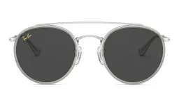 Shop Ray-Ban Round Double Bridge Sunglasses in Silver online.