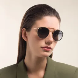 Shop Ray-Ban Unisex Round Sunglasses in Gold online.