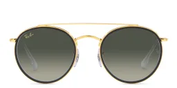 Shop Ray-Ban Round Double Bridge Sunglasses in Gold online.