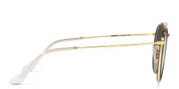 Shop Ray-Ban Unisex Round Sunglasses in Gold online.