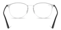 Shop Ray-Ban Engraved Logo Unisex Panthos Eyeglasses in Black & Silver online.