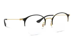 Shop Ray-Ban Half Rim Round Eyeglasses in Black online.