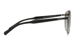 Shop PRADA Round Sunglasses in Black online.