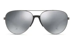 Shop Emporio Armani Logo Signature Pilot Sunglasses in Matte Gunmetal online.