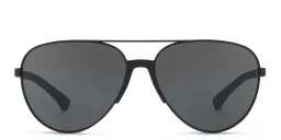 Shop Emporio Armani Logo Signature Pilot Sunglasses in Matte Black online.