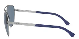 Shop Emporio Armani Logo Signature Pilot Sunglasses in Silver online.
