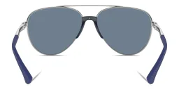 Shop Emporio Armani Logo Signature Pilot Sunglasses in Silver online.