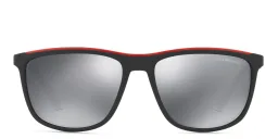 Shop Emporio Armani Rectangle Sunglasses in Matte Black online.