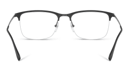 Shop Prada Linea Rossa Half-Rim Wide Rectangle Eyeglasses in Rubber Black online.