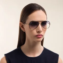 Shop Ray-Ban Blaze Aviator Unisex Rimless Sunglasses in Gold online.
