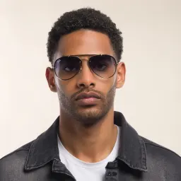 Shop Ray-Ban Blaze Aviator Unisex Rimless Sunglasses in Gold online.