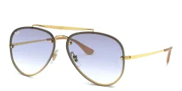 Shop Ray-Ban Blaze Aviator Unisex Rimless Sunglasses in Gold online.