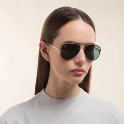 Shop Ray-Ban Blaze Aviator Unisex Rimless Sunglasses in Gold online.