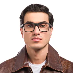 Shop Emporio Armani Rectangle Eyeglasses in Matte Black online.