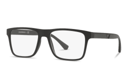 Shop Emporio Armani Logo Rectangle Eyeglasses in Black online.