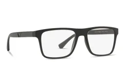 Shop Emporio Armani Logo Rectangle Eyeglasses in Black online.