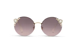 Shop MIU MIU Rimless Round Sunglasses in Pale Gold online.
