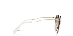 Shop MIU MIU Rimless Round Sunglasses in Pale Gold online.