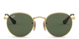 Shop Ray-Ban Junior Kids Round Sunglasses in Gold online.