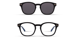 Shop TOM FORD Clip-On Round Eyeglasses in Black online.