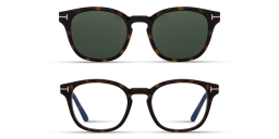 Shop TOM FORD Clip-On Round Eyeglasses in Havana online.