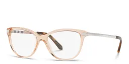 Shop BURBERRY Square Eyeglasses in Transparent Peach online.