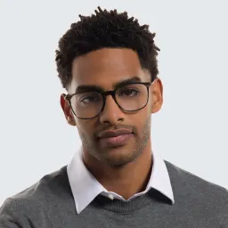 Shop GIORGIO ARMANI Round Eyeglasses in Black & Tortoise Top online.