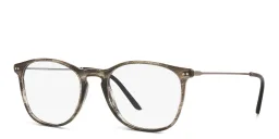 Shop GIORGIO ARMANI Round Eyeglasses in Black & Tortoise Top online.