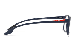 Shop Prada Linea Rossa Rectangle Eyeglasses in Matte Blue online.