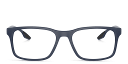 Shop Prada Linea Rossa Pillow Eyeglasses in Dark Blue online.