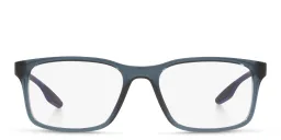 Shop Prada Linea Rossa Pillow Eyeglasses in Matte Translucent Blue online.
