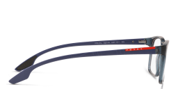Shop Prada Linea Rossa Pillow Eyeglasses in Matte Translucent Blue online.
