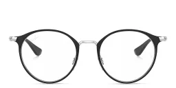 Shop Ray-Ban Junior Kids Panthos Eyeglasses in Metal in Black On Silver online.
