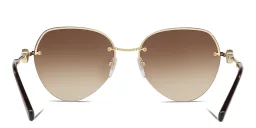 Shop BVLGARI Rimless Aviator Sunglasses in Pale Gold online.