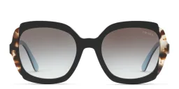 Shop PRADA Square Sunglasses in Black Azure/Spotted Brown online.
