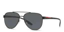 Shop Prada Linea Rossa Pilot Sunglasses in Black online.