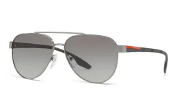 Shop Prada Linea Rossa Pilot Sunglasses in Gunmetal online.