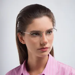 Shop Ray-Ban Round Gaze Unisex Eyeglasses in Silver online.