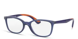 Shop Ray-Ban Junior Ferrari Kids Rectangle Eyeglasses in Transparent Blue online.