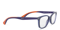 Shop Ray-Ban Junior Ferrari Kids Rectangle Eyeglasses in Transparent Blue online.