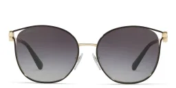 Shop BVLGARI Half Rim Cat Eye Sunglasses in Black/Pale Gold online.