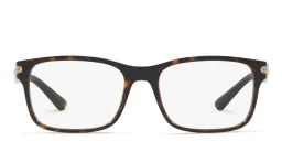 Shop BVLGARI Rectangle Eyeglasses in Dark Havana online.