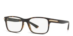 Shop BVLGARI Rectangle Eyeglasses in Dark Havana online.