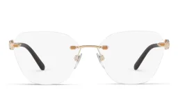 Shop BVLGARI Rimless Wide Irregular Eyeglasses in Pink Gold online.