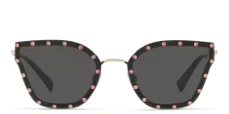 Shop VALENTINO Rimless Cat Eye Sunglasses in Black online.