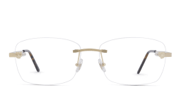 Shop Cartier Panthère de Cartier Rimless Wide Eyeglasses in Gold online.