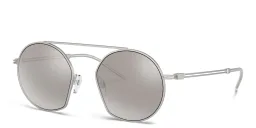 Shop Emporio Armani Irregular Sunglasses in Matte Silver online.