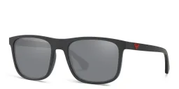 Shop Emporio Armani Square Sunglasses in Matte Black online.